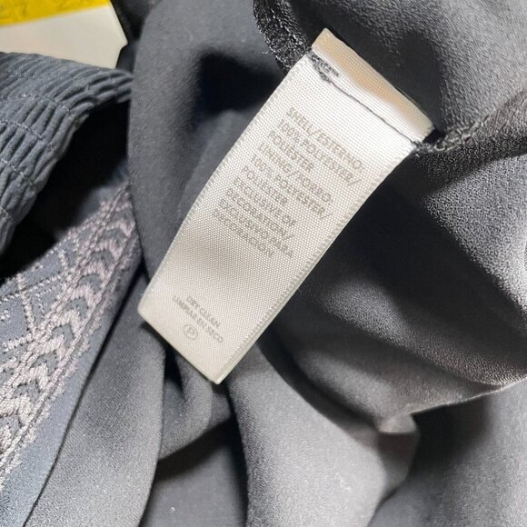 Rebecca Minkoff Noelle Dress Womens‎ XS Black Peasant Embroidered Smocked V-Neck - Picture 13 of 16